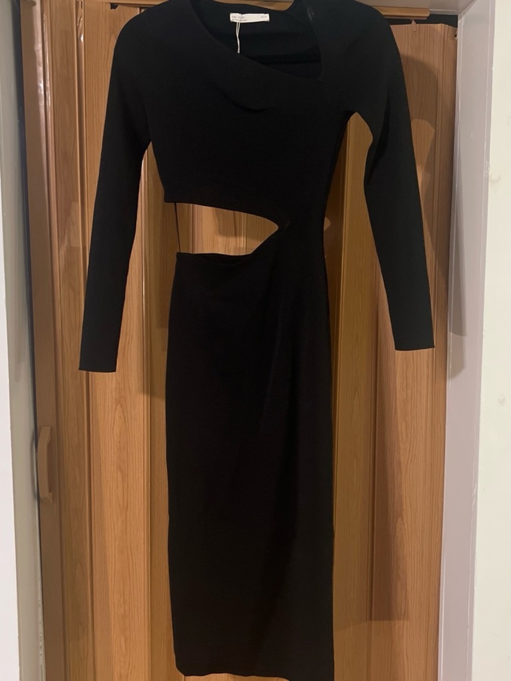 Long Sleeve Black Cutout Midi Dress